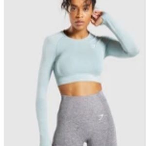 Gymshark Vital Seamless Crop Top: Light Green Marl